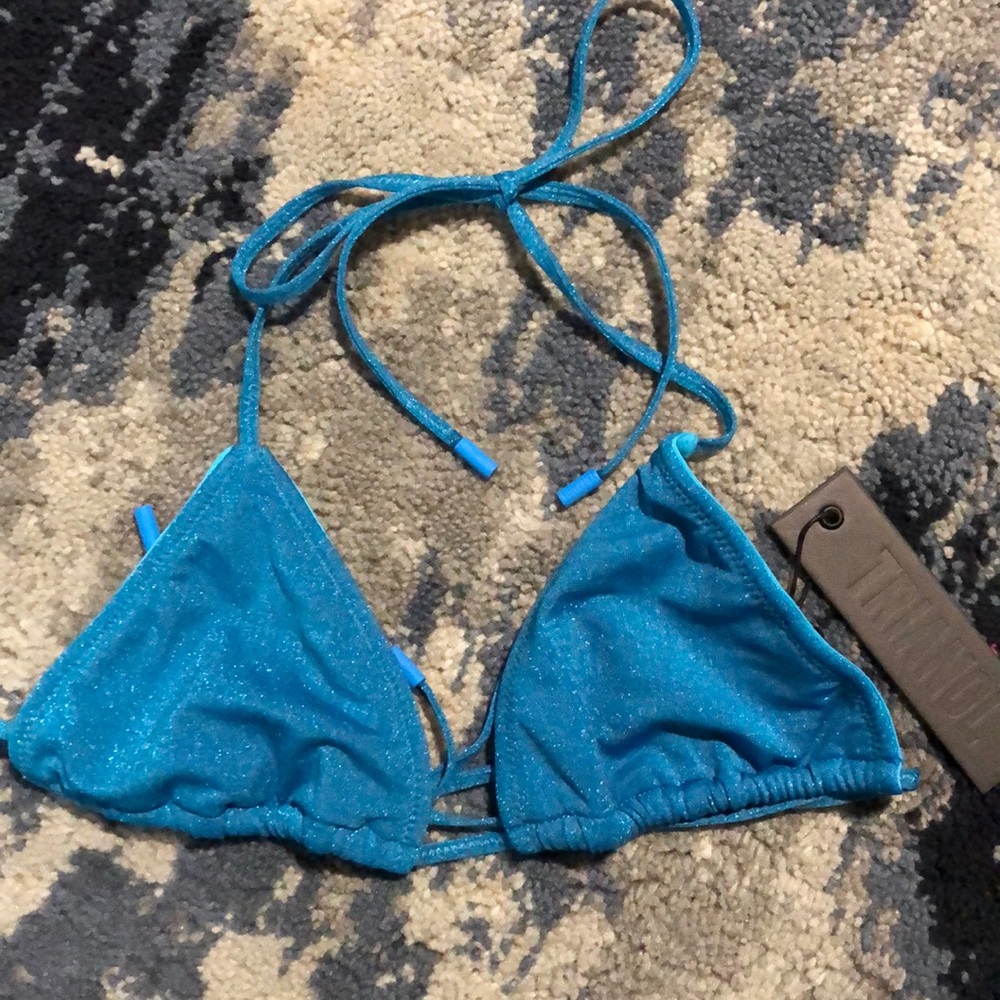triangl swimwear Shimmering Turquoise Blue Triangle Bikini Top
